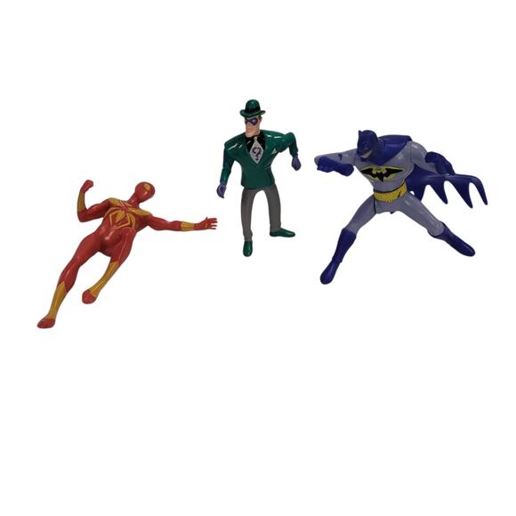 Action Figure Lot (3) Iron Spider Batman Ridler McDonalds 90's 4" - Picture 1 of 13
